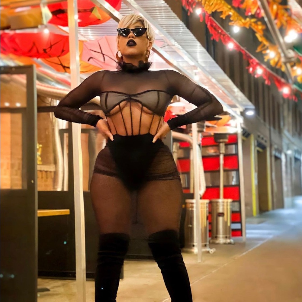 Black mesh dress